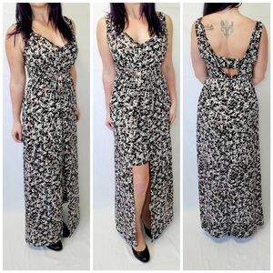 White House Black Market Abstract High Low Sleeveless Open Back Maxi Dress